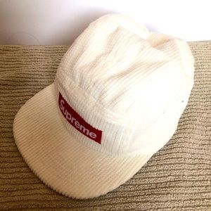 White Supreme Waffle Corduroy Camp Hat